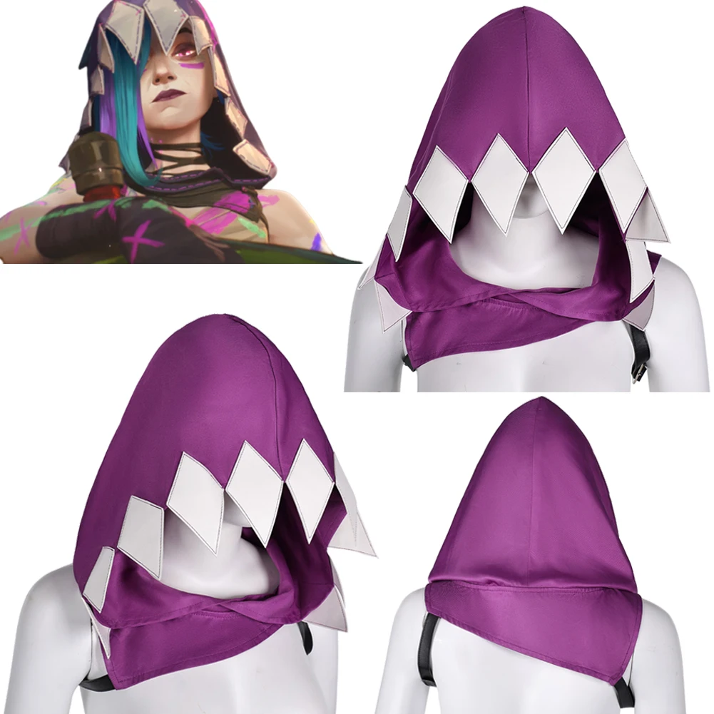 Arcane Jinx Cosplay Clothing Hat Mask Gun Finger Stall Nail Game LoL TV Jinx Disguise Hallowmas Costume Party Role Play Props