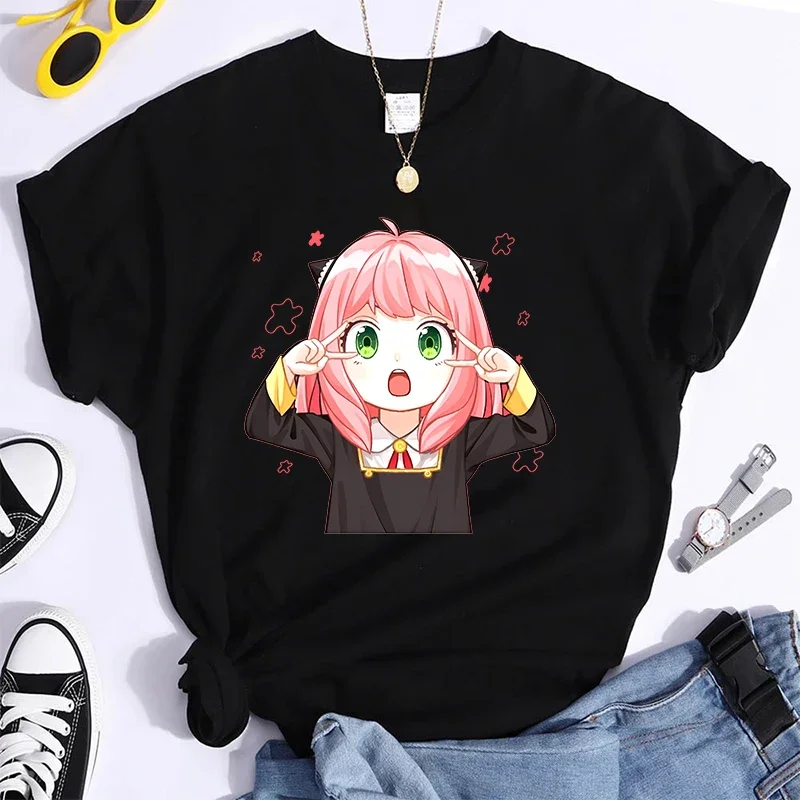 New Anime Cute Anya Forger Print Short Sleeves Round Neck Men Woman T-Shirt Summer Casual Tees  Women Clothing