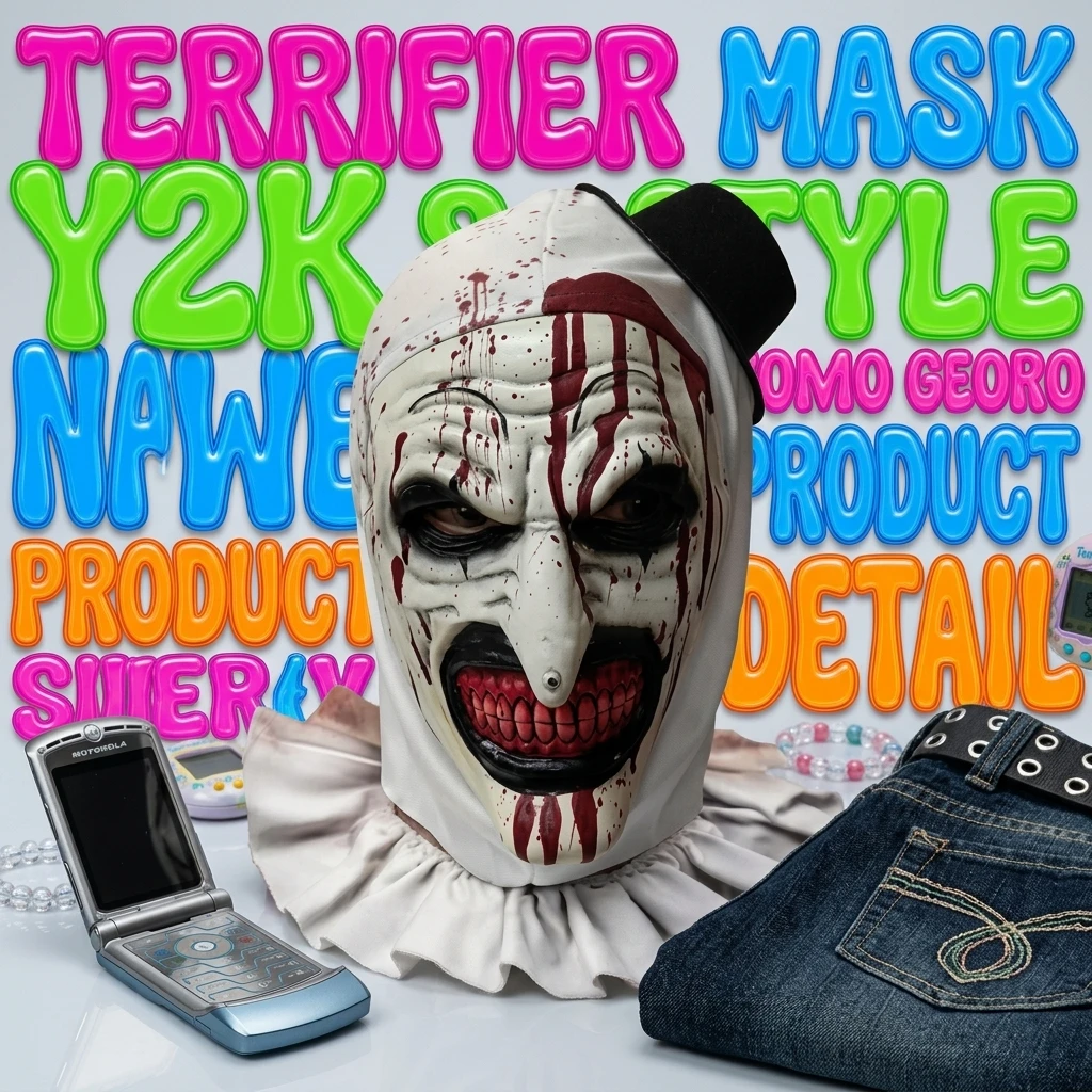Halloween Horror Clown Mask Terrifier Art The Clown Costume Full Head Mask with… - Image 5