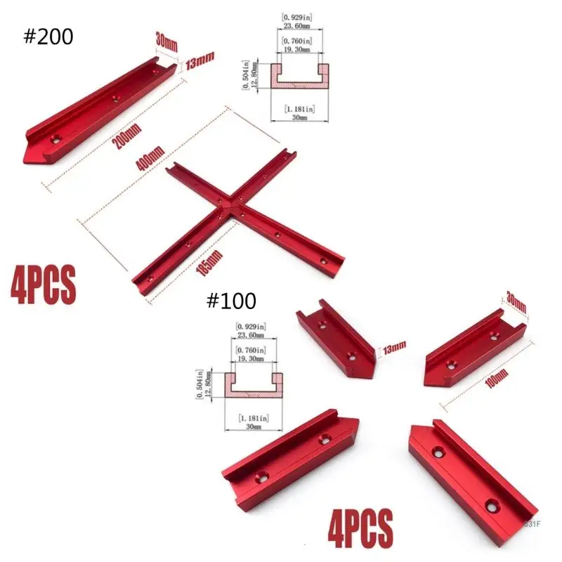 4Pcs T Track Intersections Parte T Slot Track Conectores Cruz alumínio