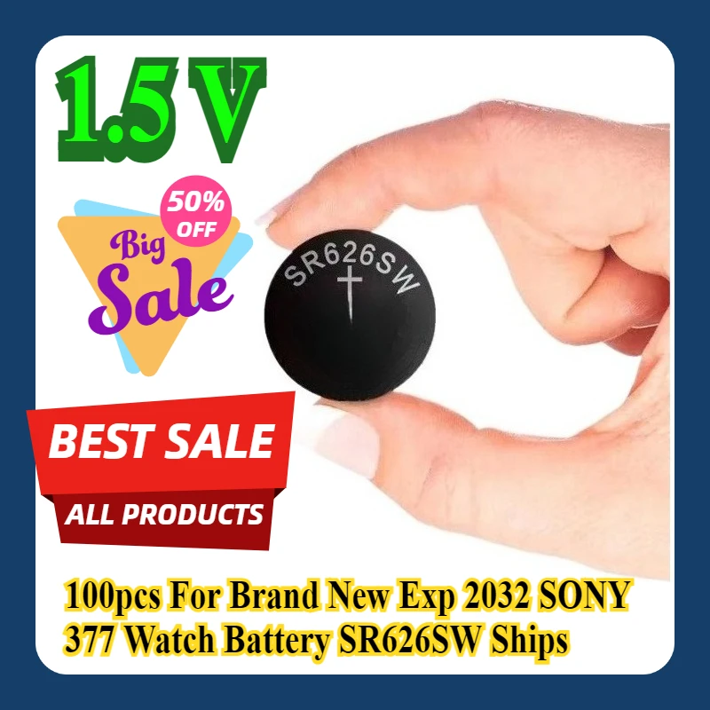 

100 шт. для абсолютно нового часов Exp 2032 SONY 377, аккумулятор для часов SR626SW, доставка