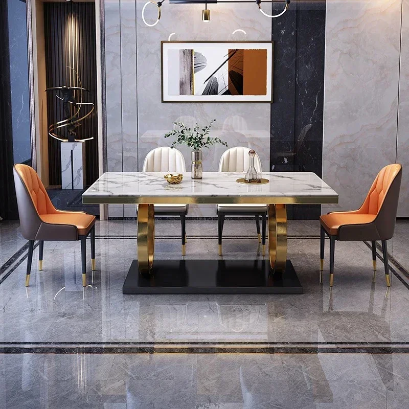-Modern luxury nordic rectangular marble dining tables 4 6 8 seater dinning table with chairs set dining room furniture view 6