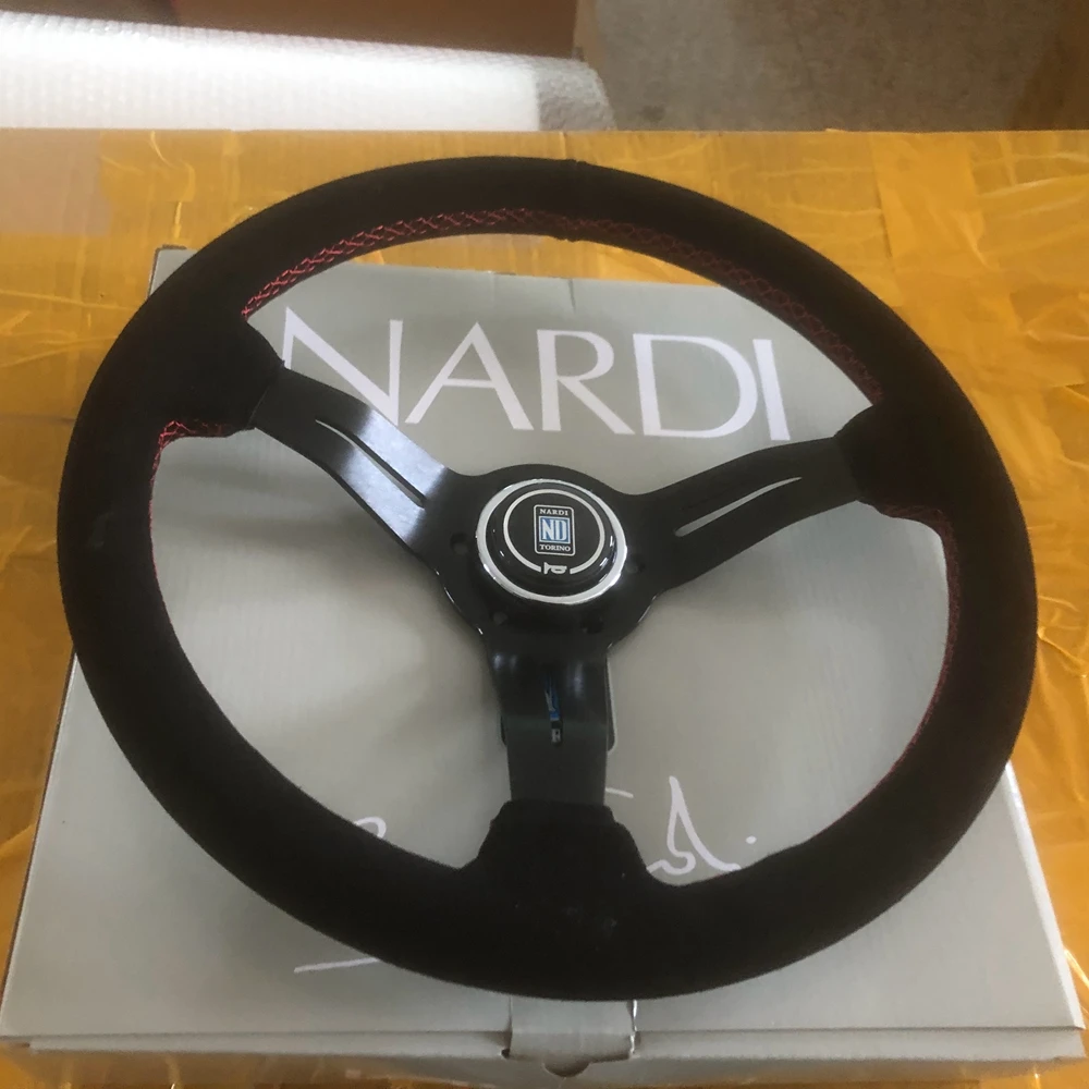 14Inch Classic Universal Racing Drift Nardi Steering Wheel Car Suede Leather ND JDM Steering Wheel Volantes For VW HONDA TOYOTA