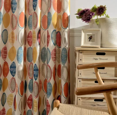 Simple Nordic Style Classic Colorful Circle Jacquard Curtains Living Room Bedroom Balcony Blackout Curtains
