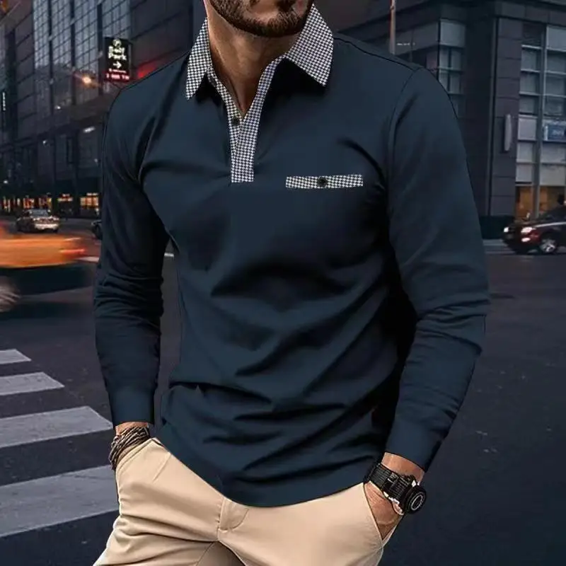 Spring Autumn Men Polo shirt Casual Sports Shirt Men Pure Color Long Seeved Polo Shirt S-3XL Men T-Shirt Fashion Breathable Top