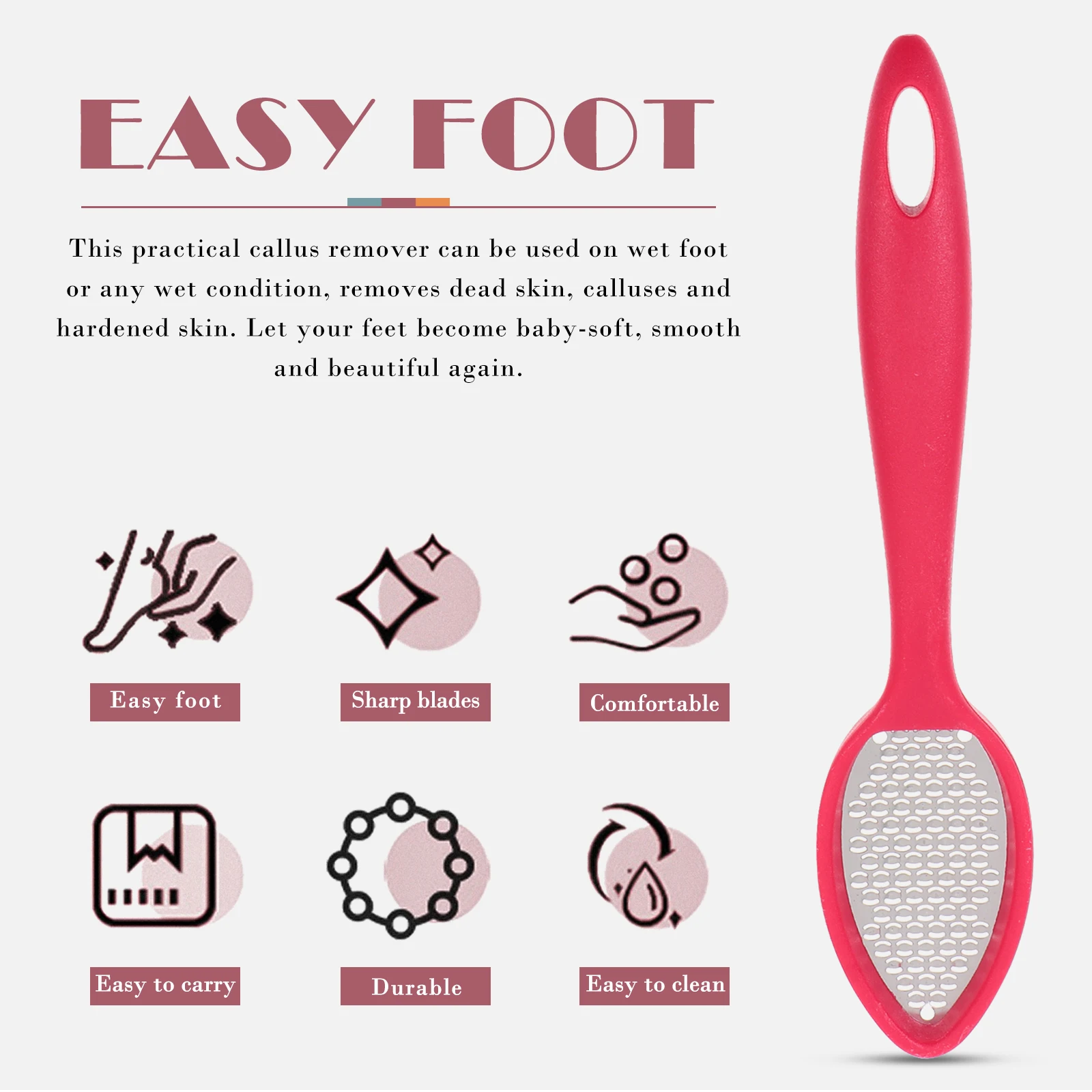 

2pcs Foot Care Rasp Ergonomic Pedicure File Callus Remover Tool Hard Skin Remover Metal Foot File Dead Skin Pedicure Trimmer