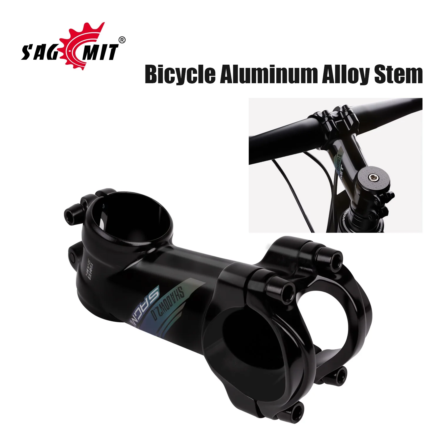 

SAGMIT Bicycle Stem Aluminum Alloy Sandblasting And Anodizing 126mm length Angle -20° Compatible Mountain Road Bikes Parts