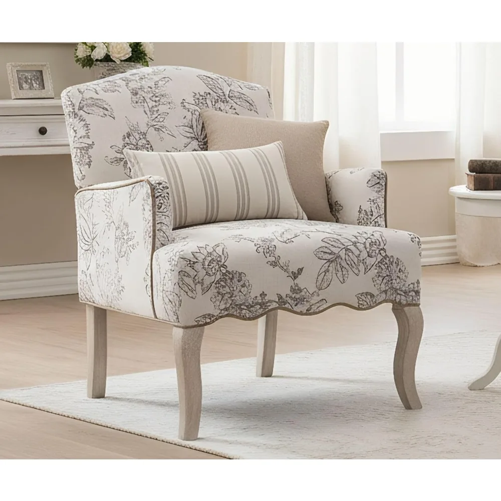 Modern Upholstered Wingback Armchair with Removable Pillow for Comfortable Reading and Living Room Decor