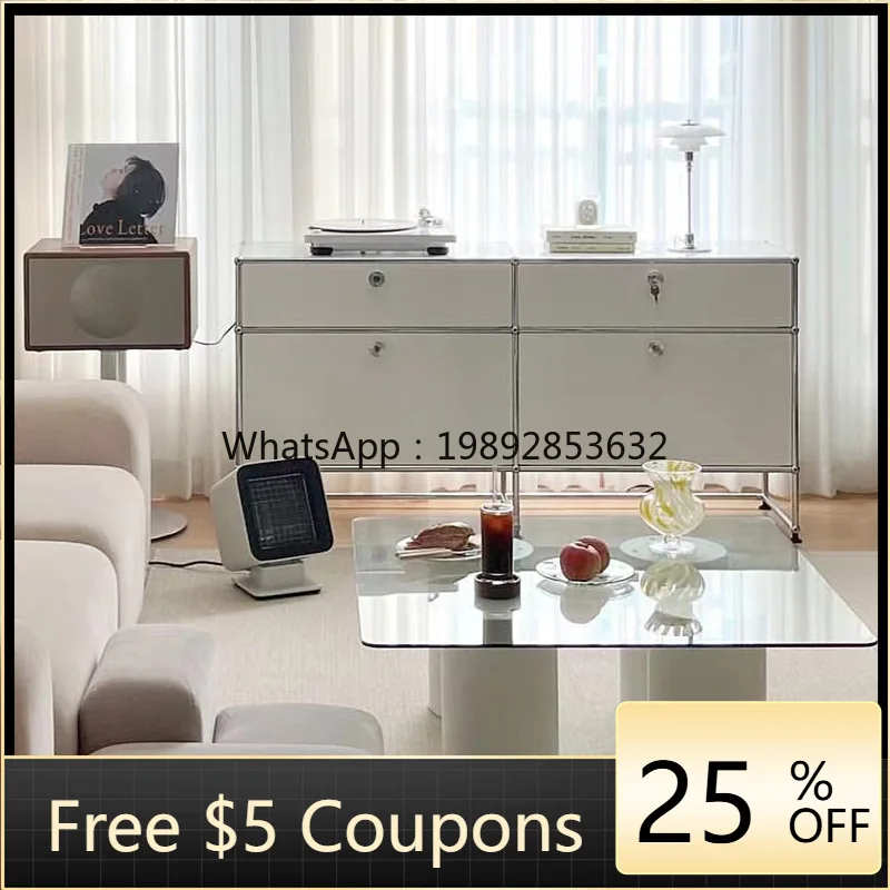 LYY Sideboard Module Stainless Steel Storage Bin Organizer TV Cabinet