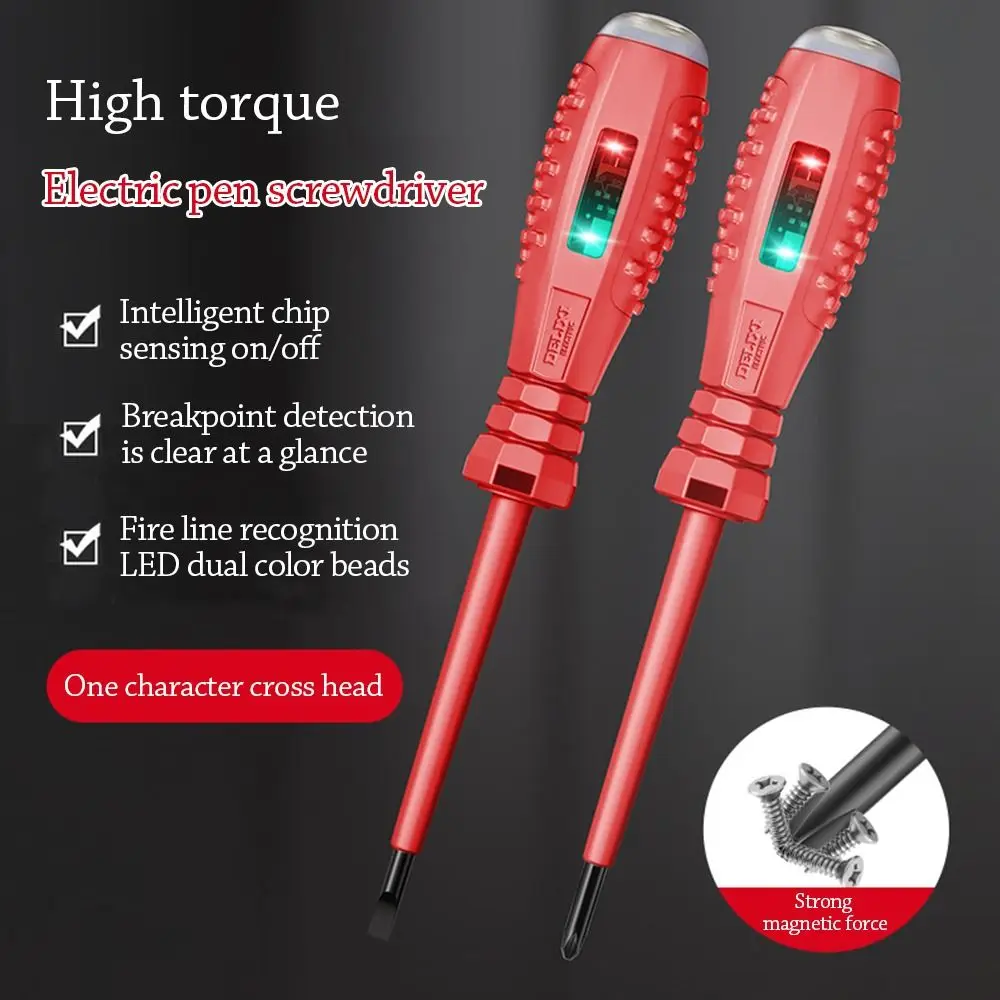 Intelligent Induction Electric Tester Pen Word/Cross Electrician Tool Voltage Detector High Torque with Indicator Screwdriver