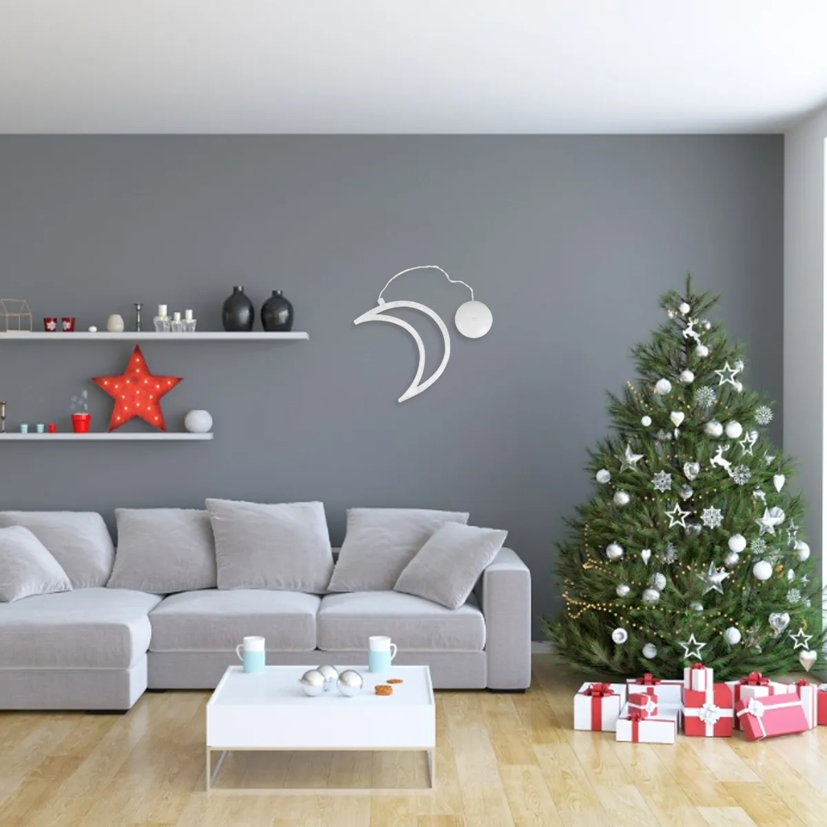 1Pcs Moon Shape Suction Cup Lamp Decorative LED Light Creative Use for Wedding Birthday Party Christmas Window Decor