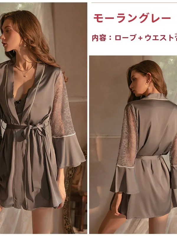 new-spring-summer-thin-ice-silk-sleepwear-women's-two-piece-set-seductive-invitation-silk-home-clothes-with-chest-pad-sleep-s