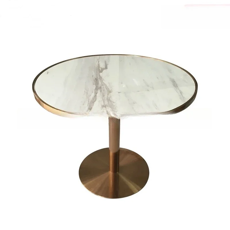 

Simple modern stainless steel, coffee table hotel marble table, side table, fashionable round negotiation table