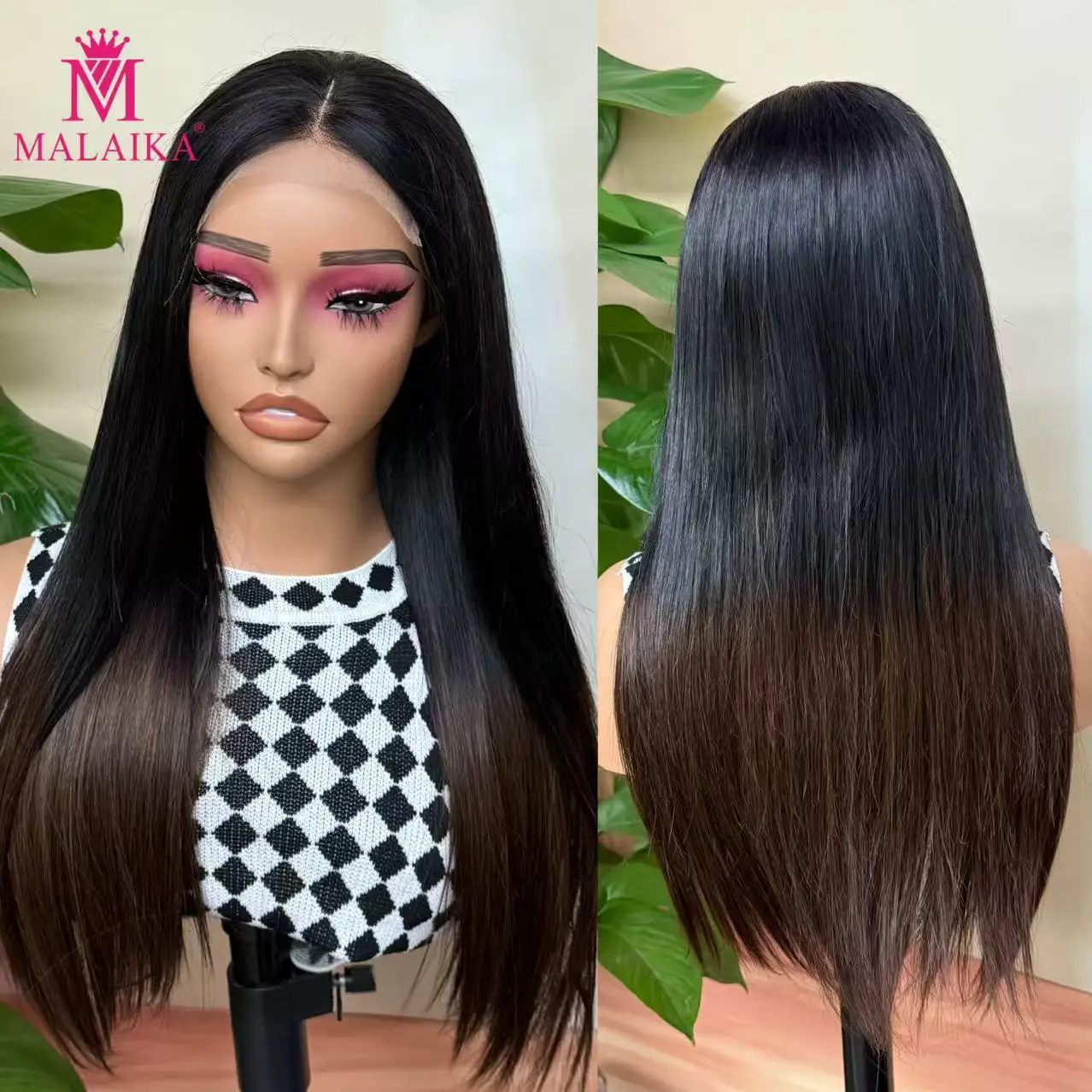 Malaika 300% 5X5 Lace Short Bob Human Hair Wigs Ombre 1BT4# Straight Middle Part Raw Vietnamese Human Hair wig for Black women