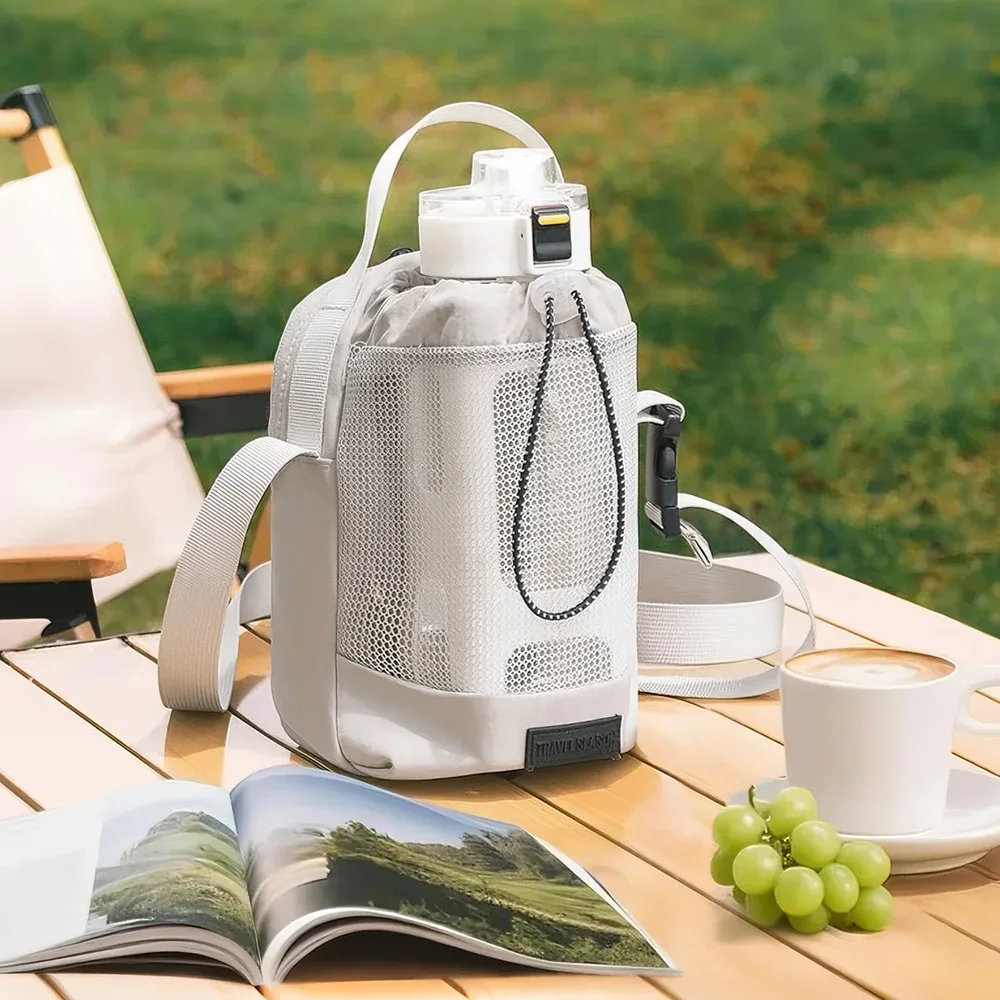 Portable Adjustable Shoulder Strap Water Bottle Bag Multifunctional Lightweight Storage Protective Cover Water Bottle Holder Bag