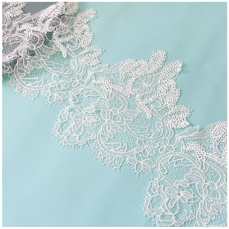18m Eyelash Milk Silk Wide Lace Trim With Hollow Fish Silk For Wedding Dresses Veils Home Textile Decor Clothing Accessories Set - view 3