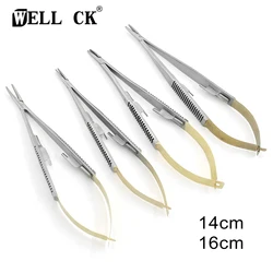 Reta/Curvo Castroviejo Agulha Suportes com Bloqueio Agulha Segurando Fórceps 14cm/16cm Microcirurgia Instrumentos Dental Forcep