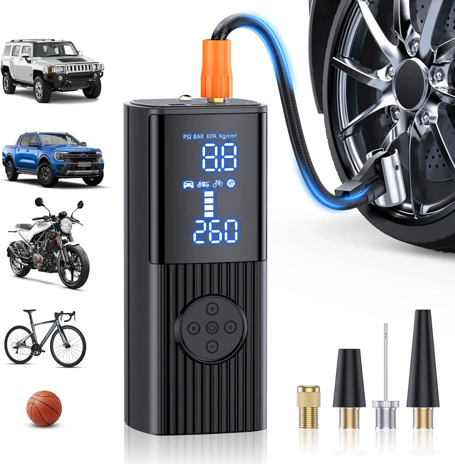 Tire Inflator Portable Air Compressor, 180PSI & 25000mAh Portable Air Compressor with Digital Pressure Gauge, 3X Faster Inflatio