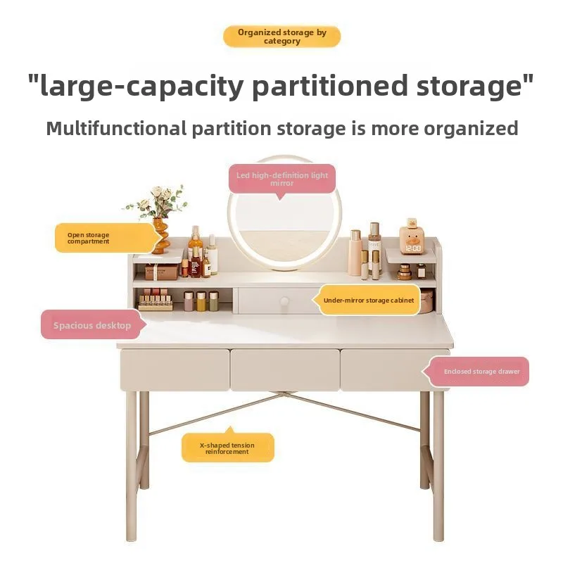 Influencer Style Vanity Table Modern Minimalist Bedside Bedroom Small Space Bedroom Vanity Table Makeup Dresser Furniture
