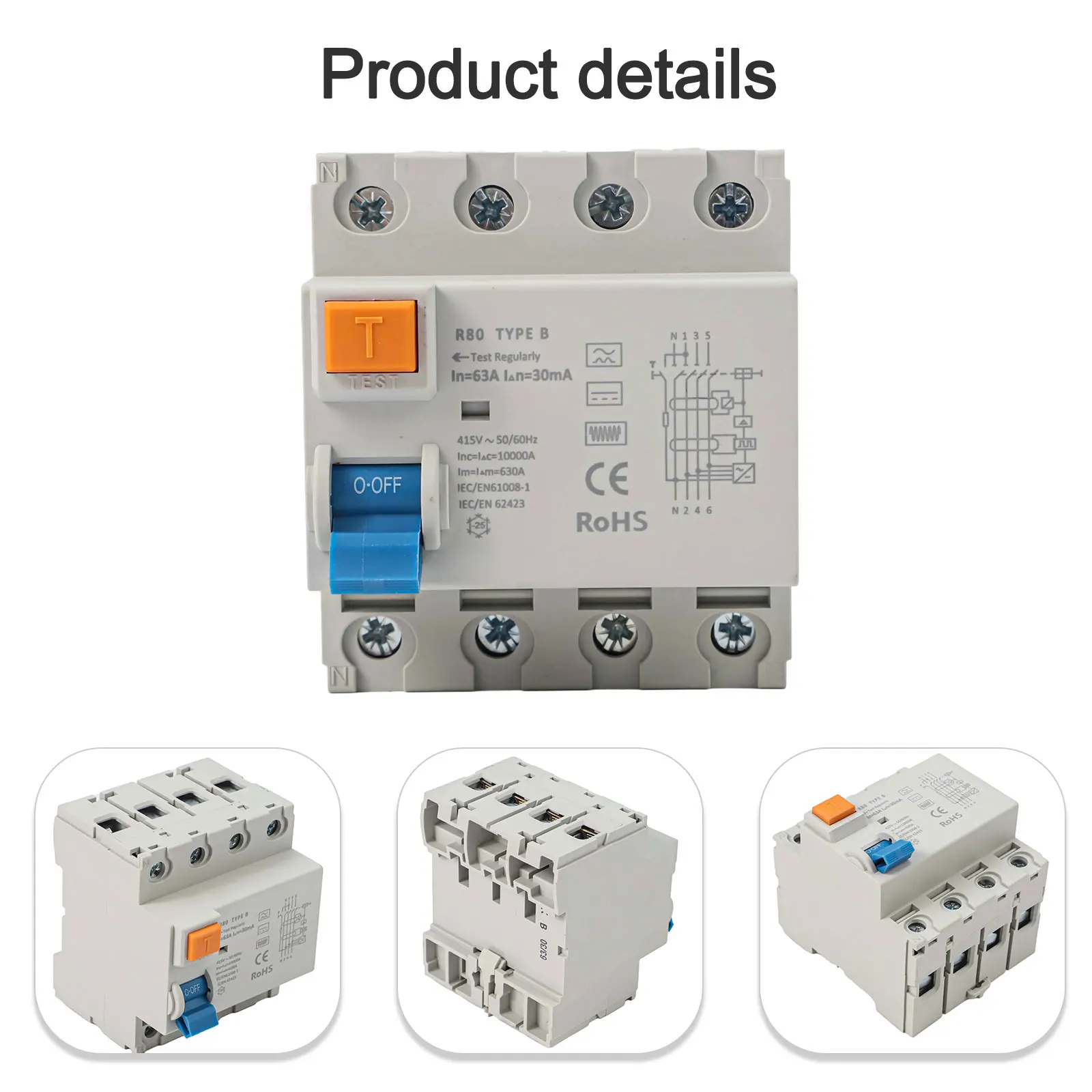 AC And DC Current Sensitivity 30mA Type B Breaker FI Circuit Breaker Circuit Breaker For Photovoltaic Systems Protection Device