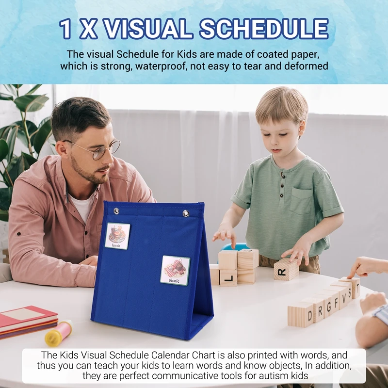 Visual Schedule For Kids Daily Routine Chart With 70 Cards Calendar Pocket Autism Learning Behavioral Tool