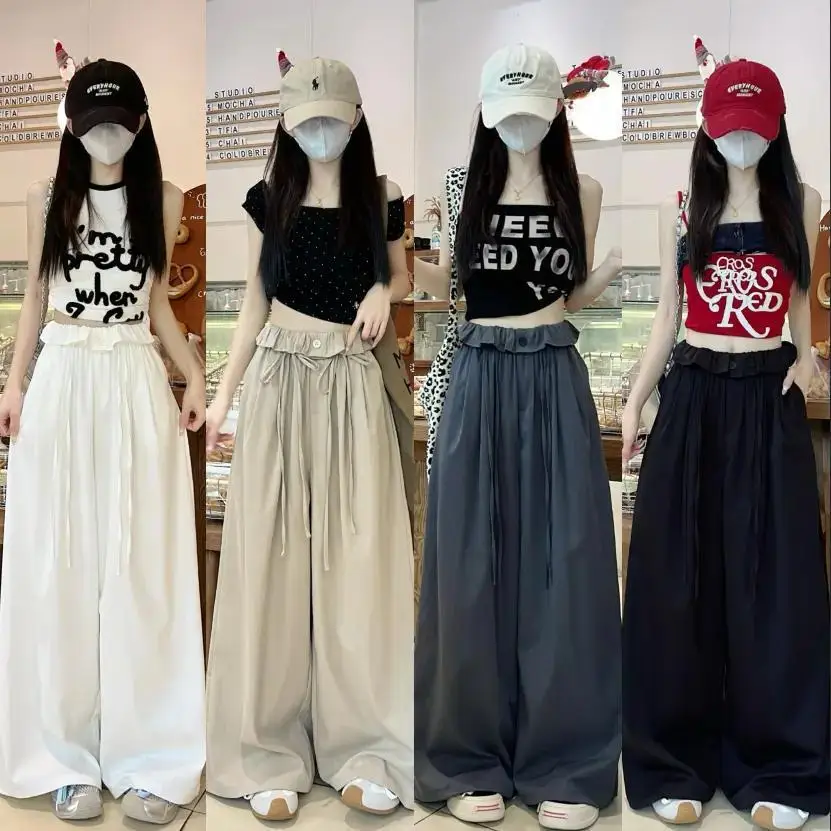 

Autumn Japanese Hot Girl Thin Ballet Wide Leg Pants Y2K Harajuku Style Hot Girl Loose Texture Casual Straight Leg Pants EMO