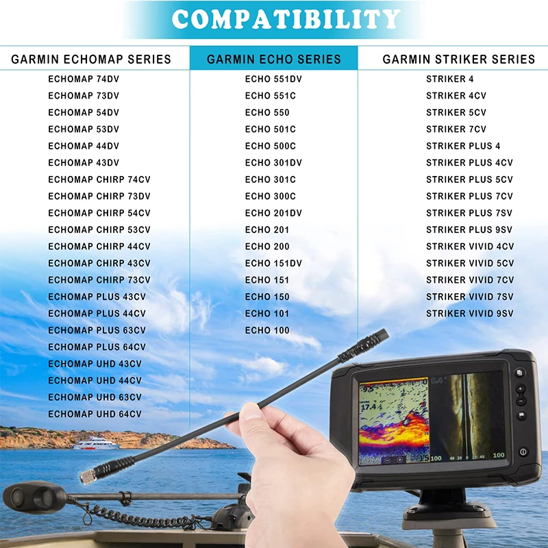 MKR-US2-12 Universal Sonar 2 Adapter Cable Compatible with Garmin Echo, echoMAP, Striker Series Fishfinder Replace for 1852072