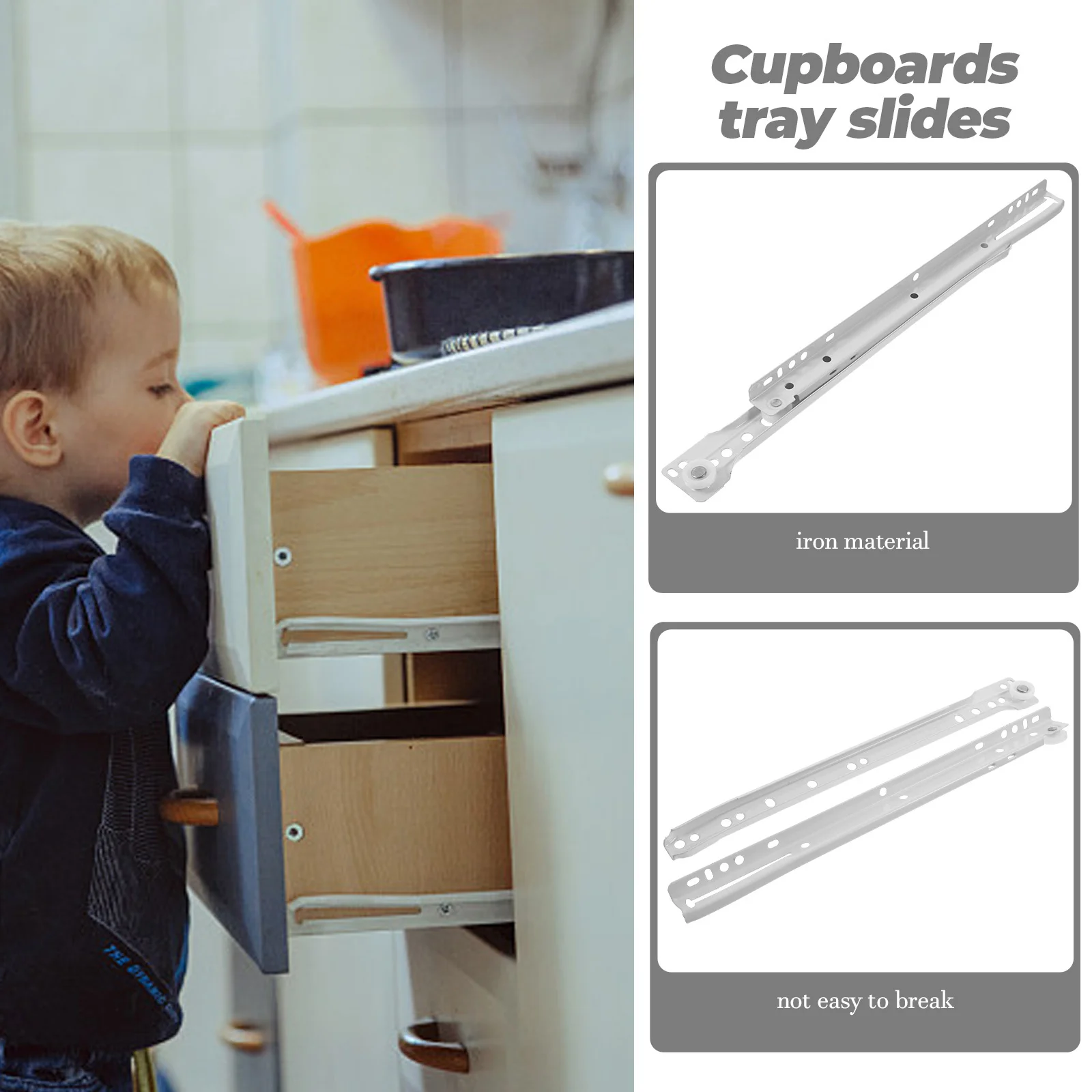 

2 set Keyboard Slides Heavy Duty Drawer Rails For Desk Cabinet Furniture Smooth Nylon Wheels Cupboard Tray Slide-Out Stand