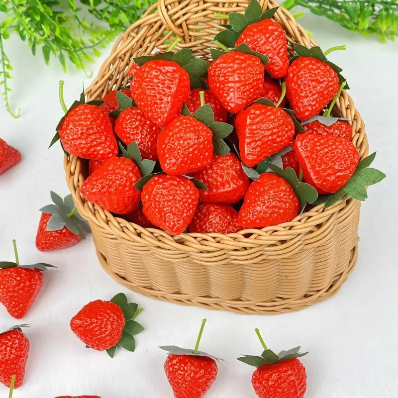 Lebensechte künstliche Erdbeeren aus Kunststoff, 10-20 Stück, künstliches Fruchtset für Fotografie-Requisiten, Babyparty-Dekoration – Detail 6