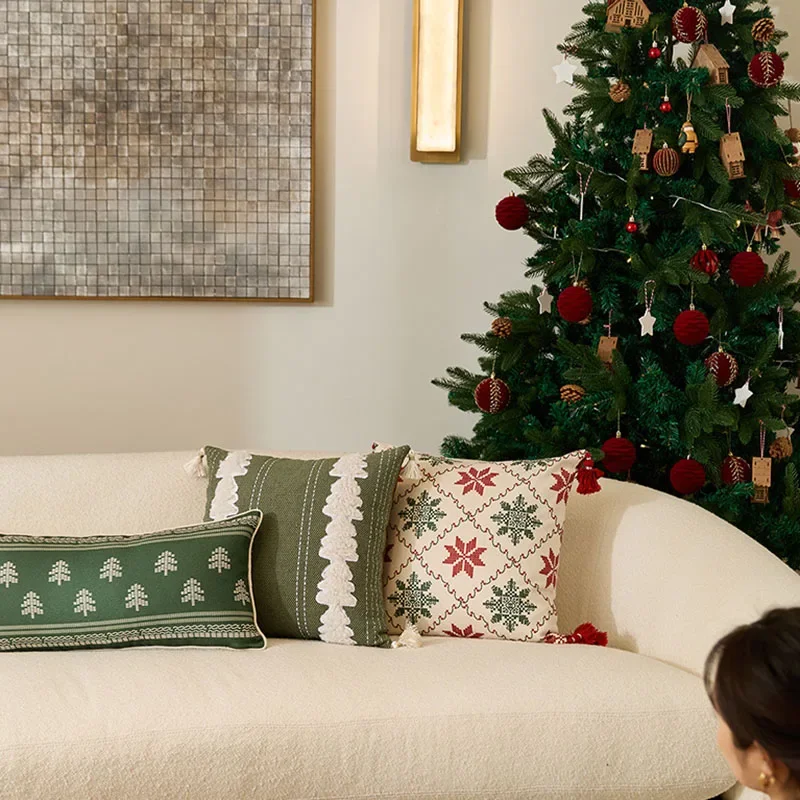 Affordable Luxury Style Square Christmas Pillow Creativity Living Room Home Decoration And Accessories Sofa Cushions Embroidery