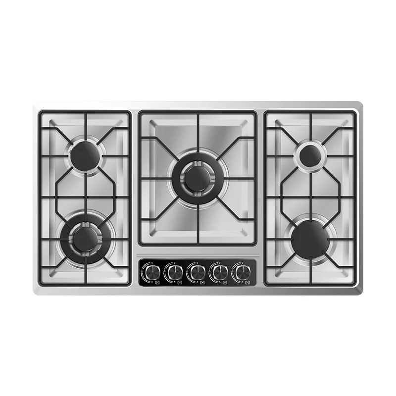 Hot Sale 5-Burner Gas Hob Smart Kitchen Stove Iron Cast Support Stainless Steel Surface Built-In Battery Class Energy Efficiency