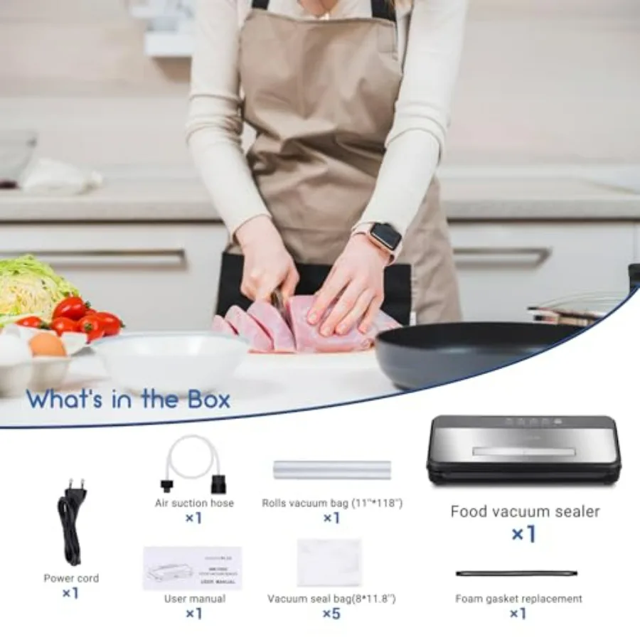 آلة ختم الطعام بالفراغ مع مؤقت تنازلي ومساعد بصري لحفظ الطعام الفعال OneTouch 5 أوضاع بما في ذلك