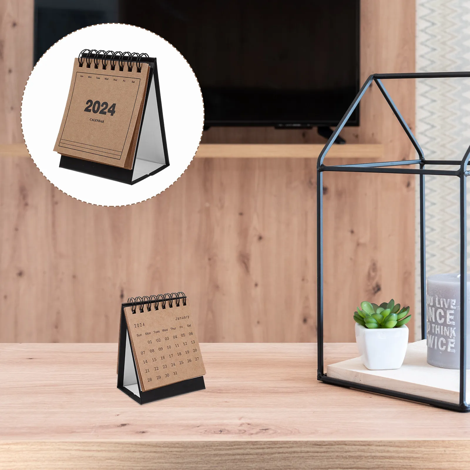 

Desktop Mini Calendar 2024-2025 Standing Flip Desk Calendar Stylish Modern Home Office Decor Daily Planner Thick Stable Material