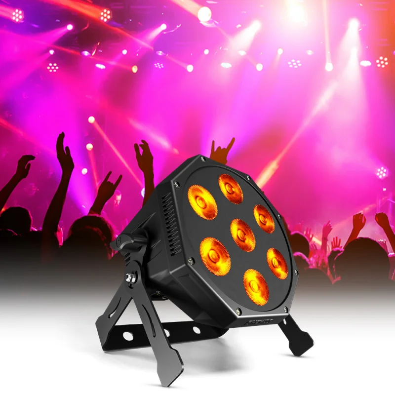 

7 RGBWAUV Plastic Flat Par Lights LED Par Lights Dyeing Effect Lights Bar KTV Wedding Projection Lights Stage Lighting