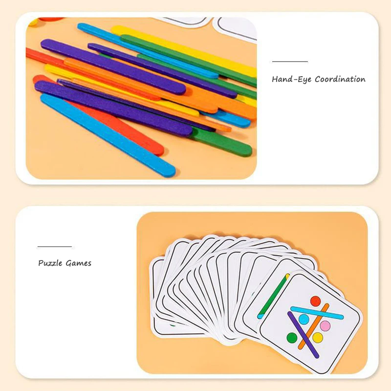 モンテッソーリレインボースティックパズルおもちゃ色形状マッチング論理的思考ゲーム知育玩具子供のための就学前教育教材