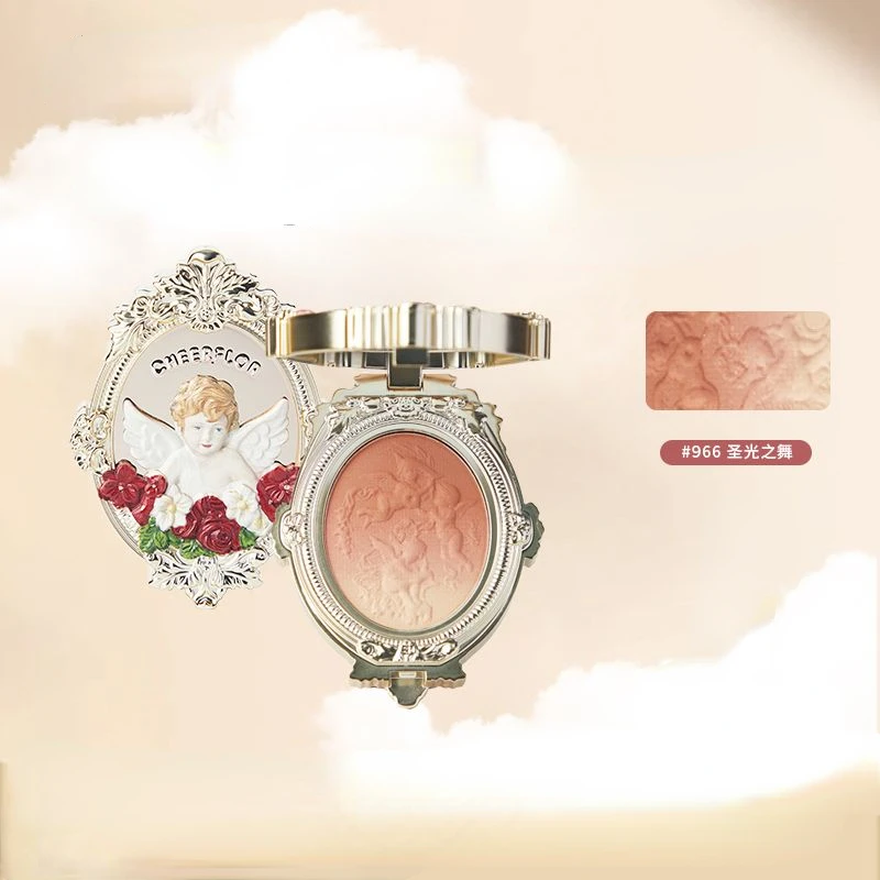 

Cheerflor Angel Relief Blush Three-Color Expansion Pink Matte High-Gloss Pearl Makeup Blush Palette Lasting Face Cosmetics