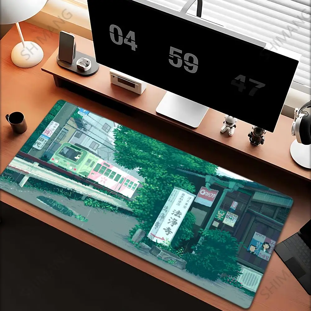 

Pixel Mouse Pad Japan Street Large Gamer Mousepad Keyboard Mat Office Mouse Mats Rubber Slipamt Deskpad XXL Table Mat