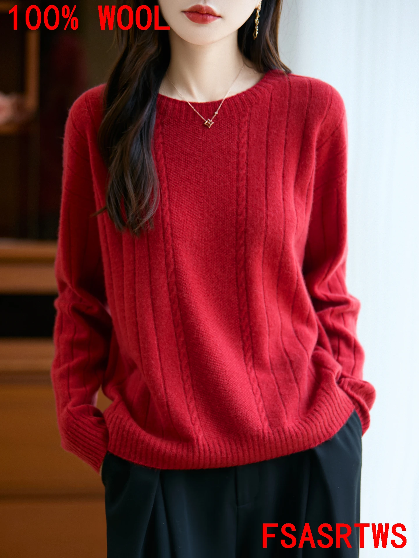 

Свитер из 100% австралийской шерсти, осень-зима, новый кашемировый свитер, женский пуловер с круглым вырезом, теплый вязаный топ больших размеров, основа