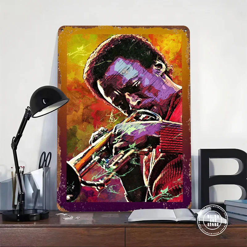 Miles Davis Tin Poster Customized Wall Art Retro Vintage Metal Signs for Fans Room Bedroom Decoration Garage Decorations House