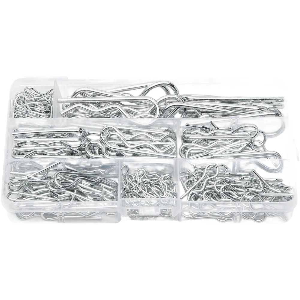 Galvanized R Type Hairpin Cotter Pins 265 Pieces 7 Size Variants for Car Repair Lawnmower Servicing Tractor Maintenance and More