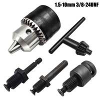 1.5-10mm Drill Chuck,3/8-24UNF Mount Impact Driver Bits Chuck Conversion Hex Shank/SDS-Plus Socket Square Adapter with Chuck Key