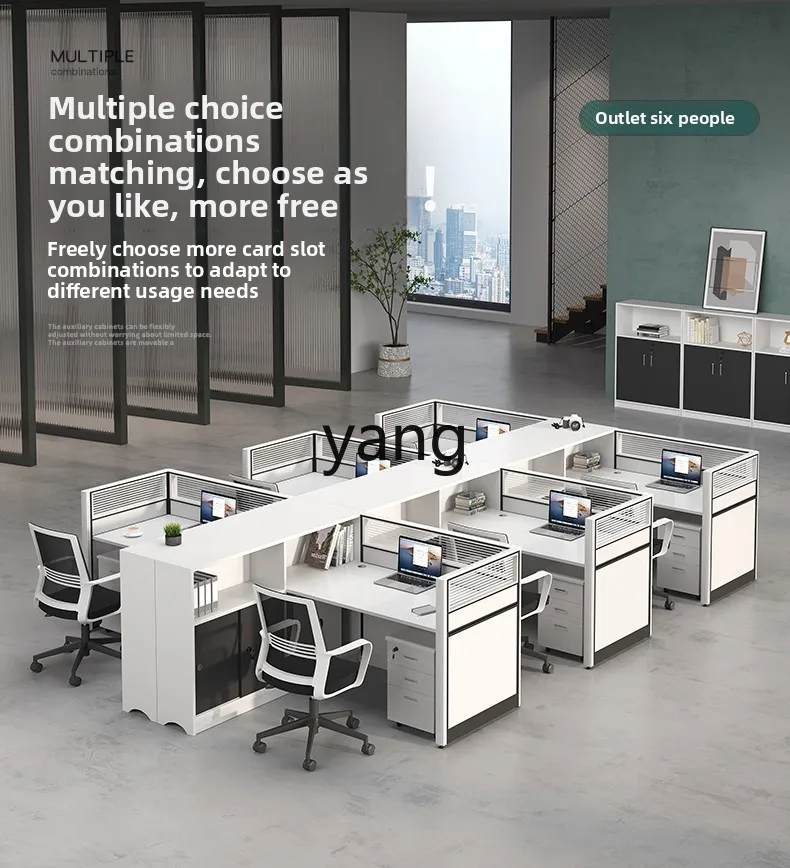 LM Workstation Staff Desk Card Space Desk Single Finance Office Screen Card Block