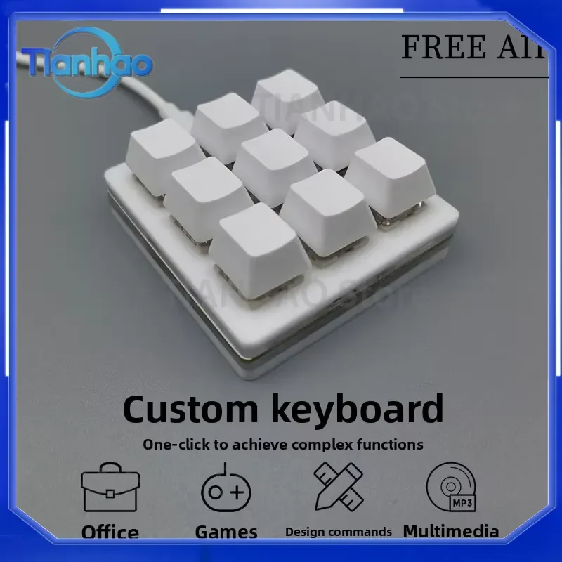 9-Key Mini USB Dustproof Red Switch Mechanical Keyboard for Custom Copy Paste Shortcut Keypad