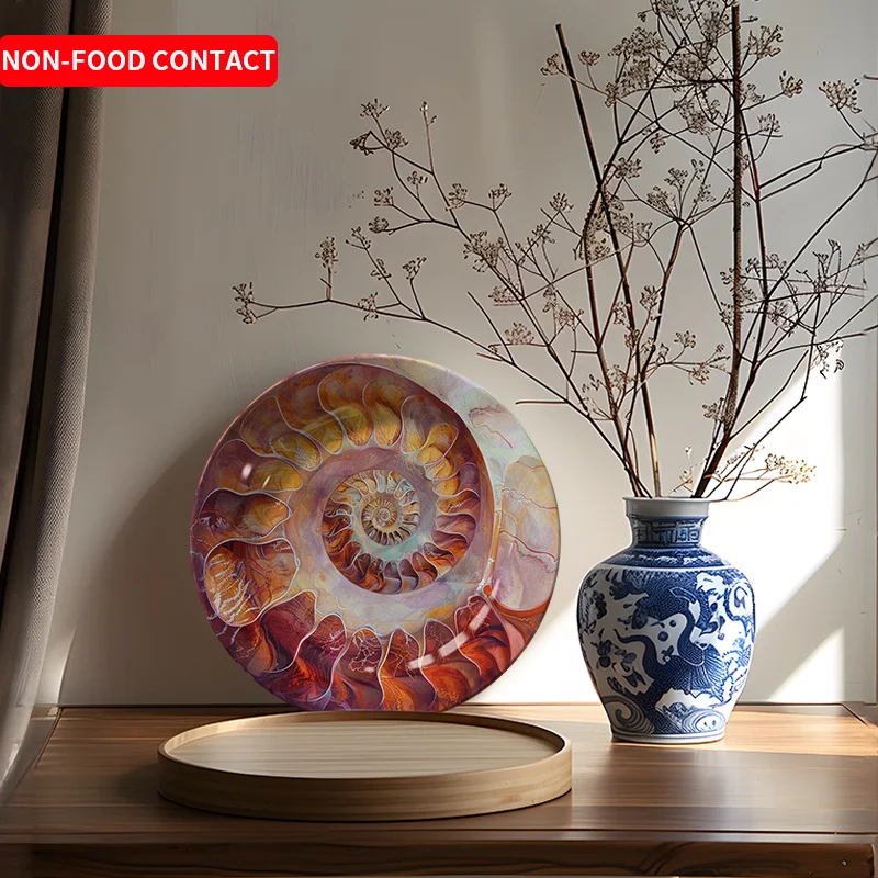 1pc Exquisite Shell Pattern Ceramic Decorative Plate Home Decor Living Room Tabletop Display Non-Food Contact Art DishFor home,