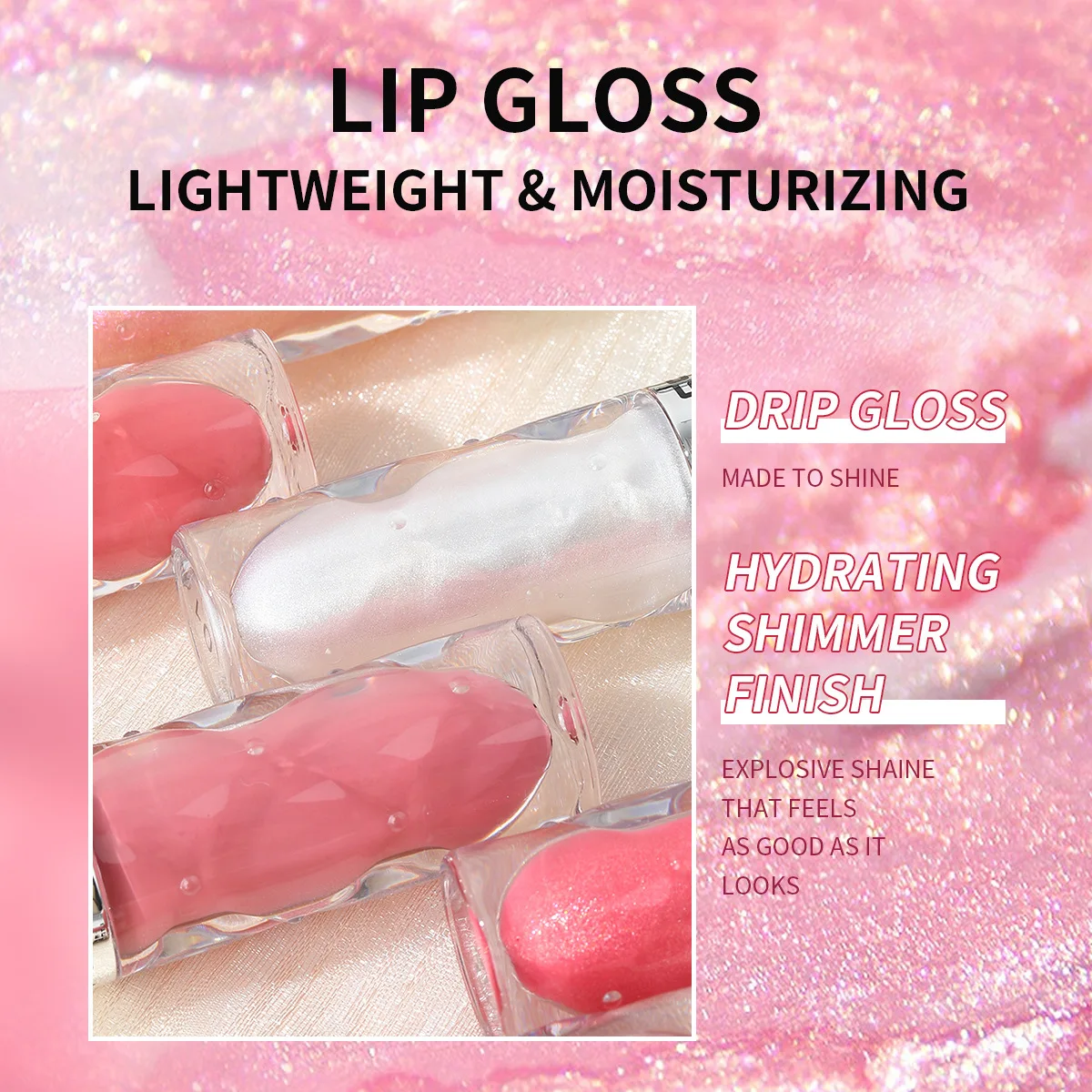 6 Color Shine Glitter Lipgloss Spiegel Parel Lipgloss Waterdichte Langdurige Hydraterende Lippenstift Vrouwen Make-Up Cosmetica