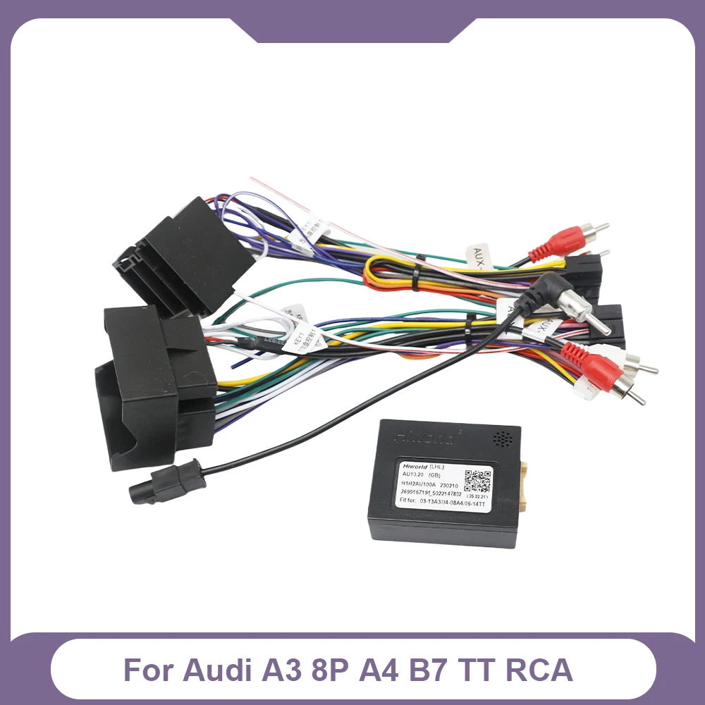 16 Pin Plug Connector Harness Adapter CANBus Decoder Car Android Head Unit Wiring Cable for Audi A3 8P A4 B7 TT RCA Audio