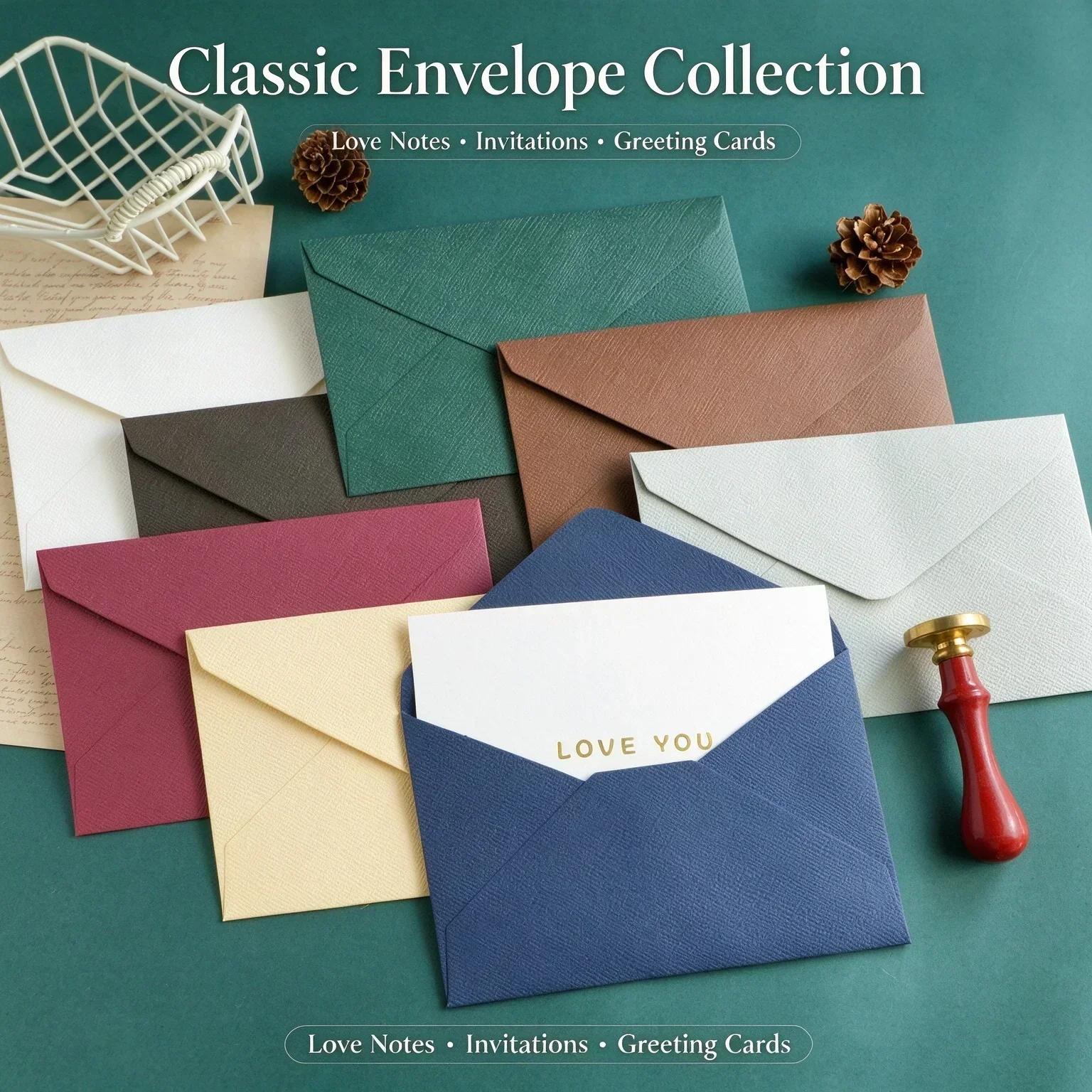 20PCSLinen-textured Envelopes and Stationery, Western-style Triangular Envelopes, Vintage Love Letters and Invitations