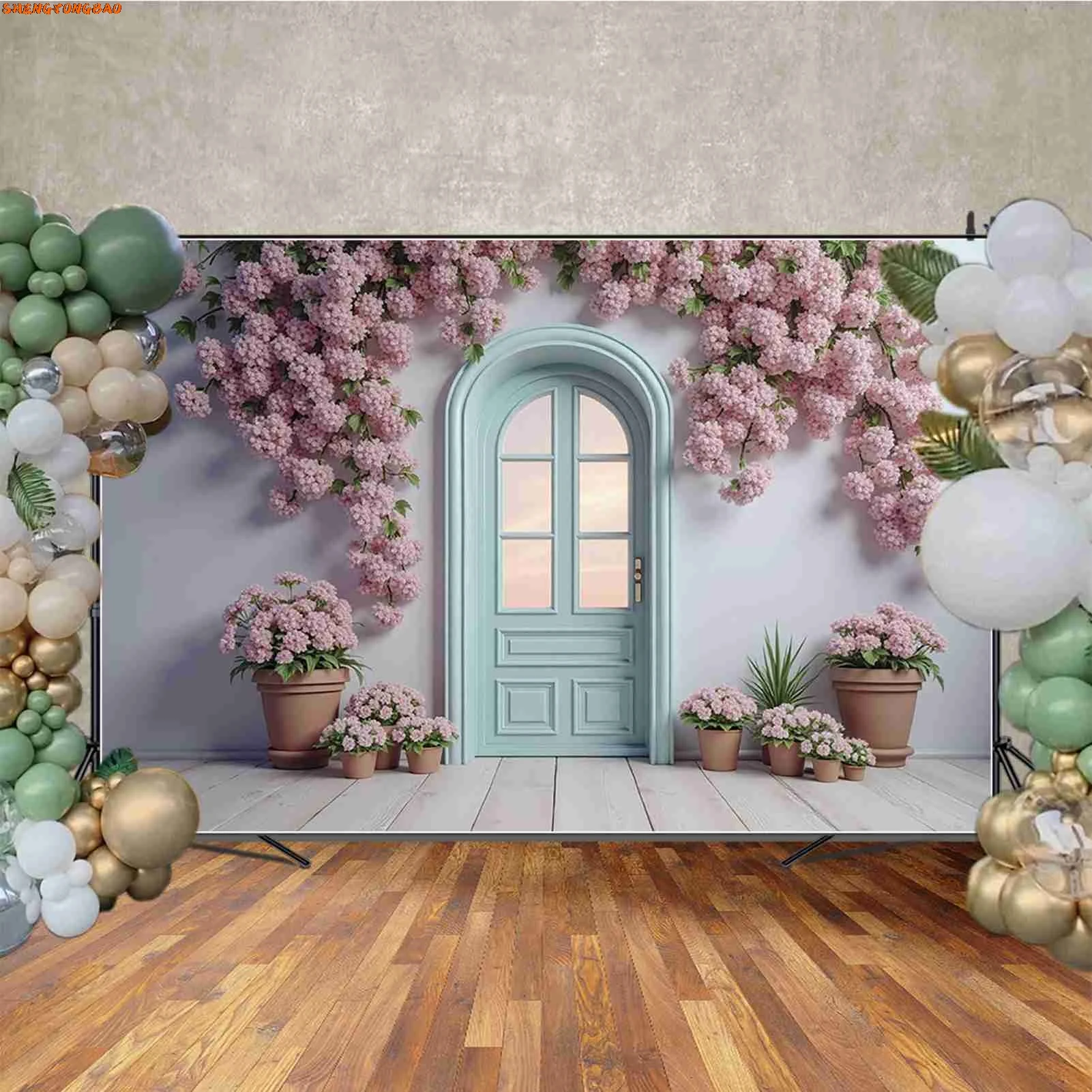 Wisteria Hanging Flowers Birthday Wedding Decoration Background Flower Balloon Curtain Arch Photography Studio Backdrop