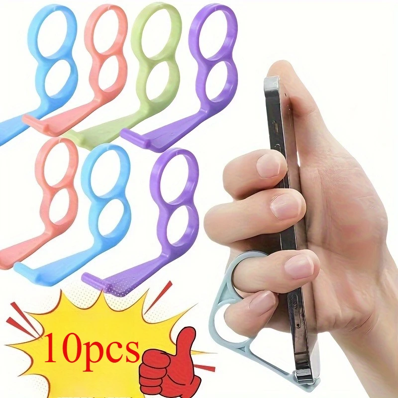 

10-Piece Anti-Slip Phone Hook Set with Finger Rings - Durable for Smartphones, Desktop and Handheld Devices