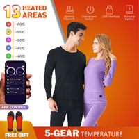 Winter APP Control Temperature Motorcycle Jacket Tops Heated Underwear Fleece Thermal Underwear USB Battery Powered Smart Phone